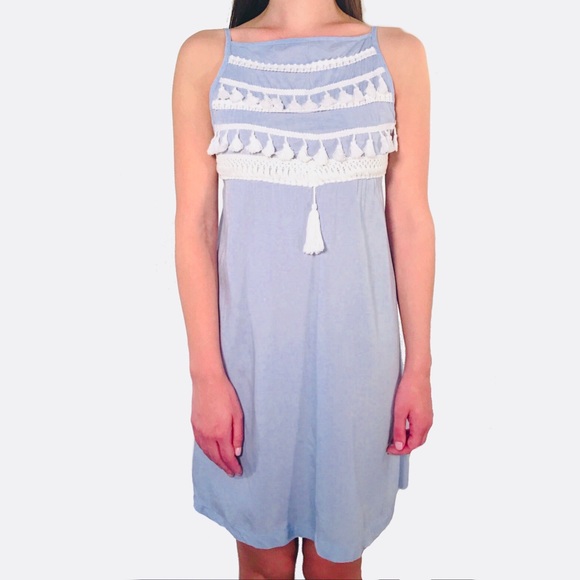 Dreamy Sky Blue Tassel Sun Dress - Picture 2 of 3